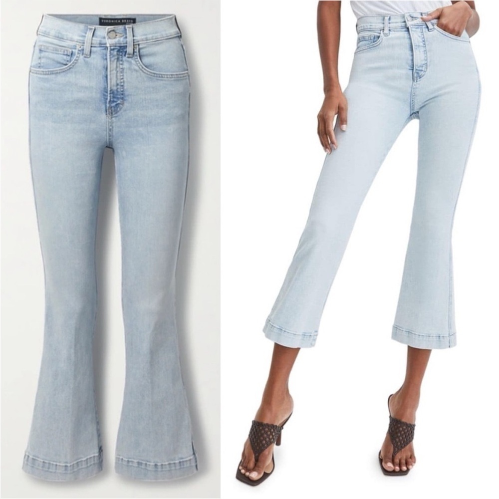 NEW! Veronica Beard- Carson High Rise Ankle Flare Jeans Light Wash Sky Size 31